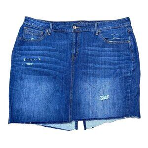 Levis Womens Denim Distressed Jean Skirt Size 20 Blue Cotton Blend Mid-Rise 21"
